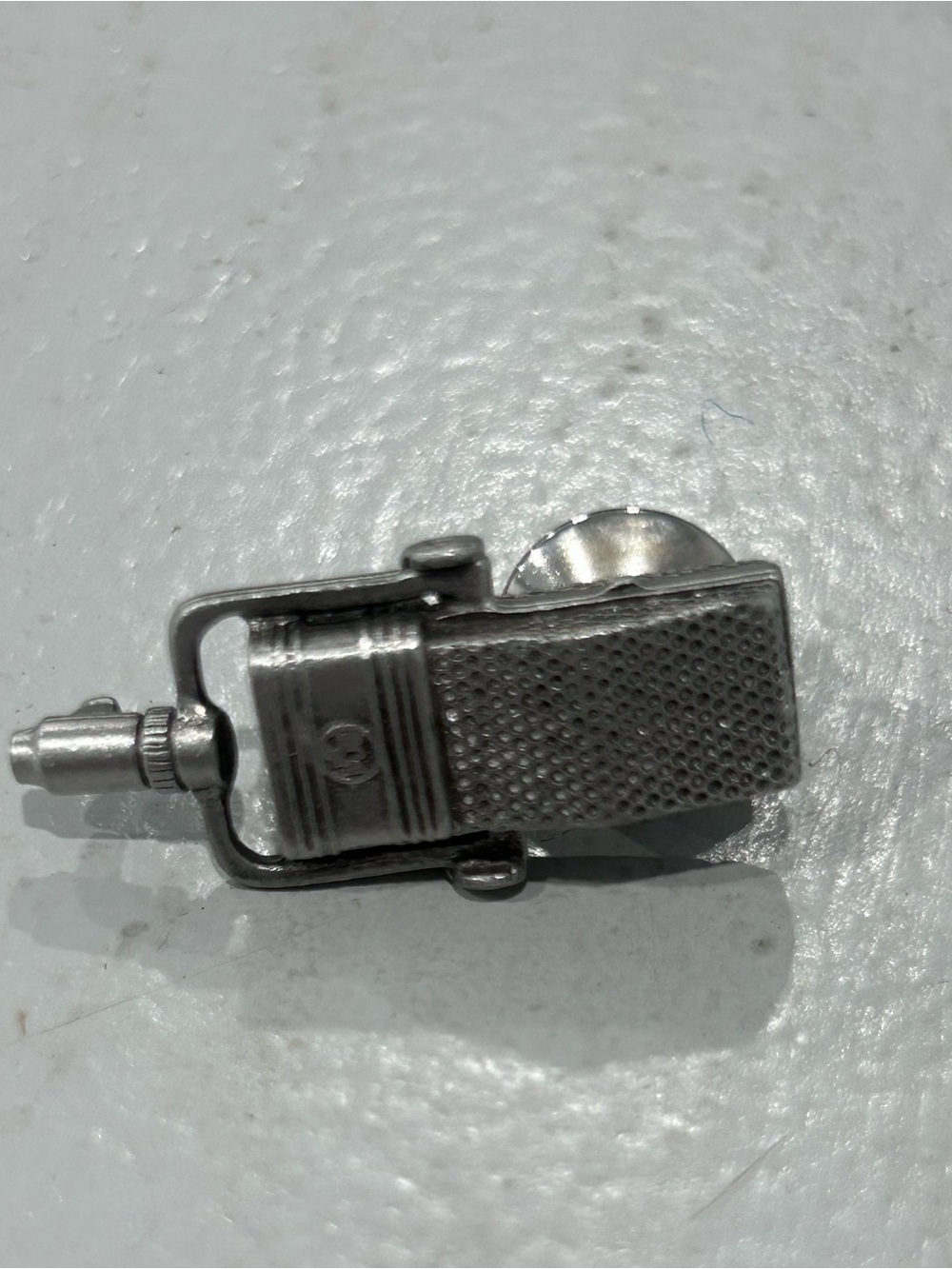 Vintage Silver Tone Clip-On Microphone Pin